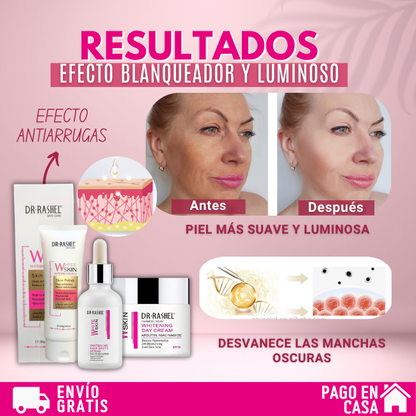 PACK ACLARADOR(EXFOLIANTE+SERUM+CREMA HUMECTANTE DE DÍA)