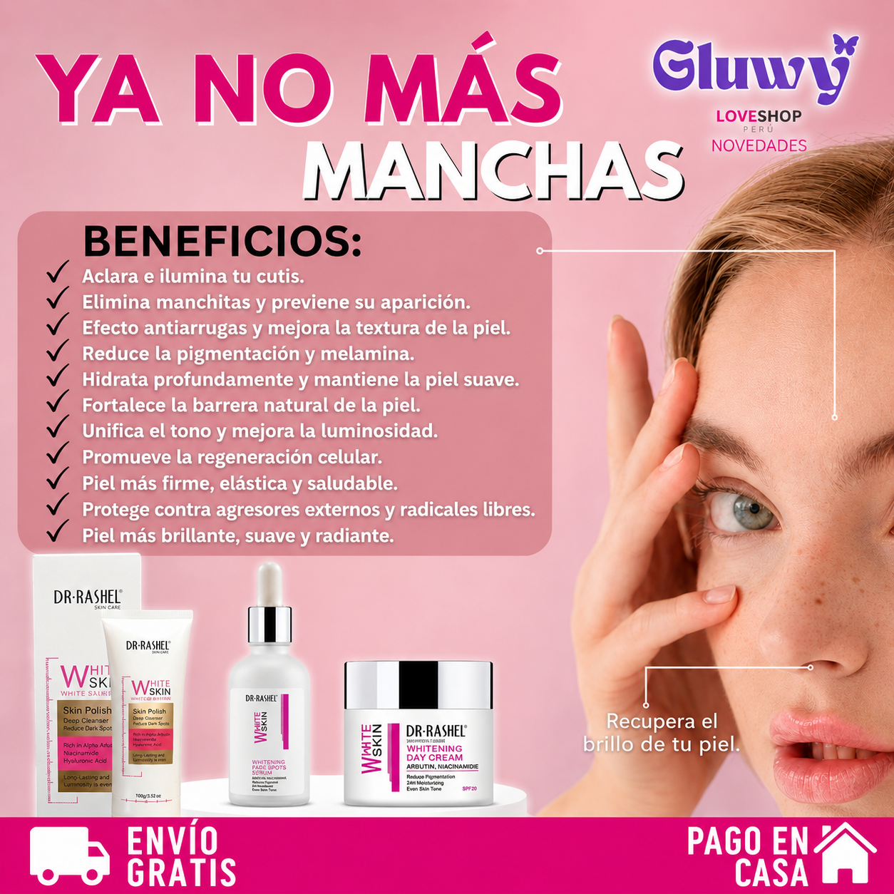 PACK ACLARADOR(EXFOLIANTE+SERUM+CREMA HUMECTANTE DE DÍA)